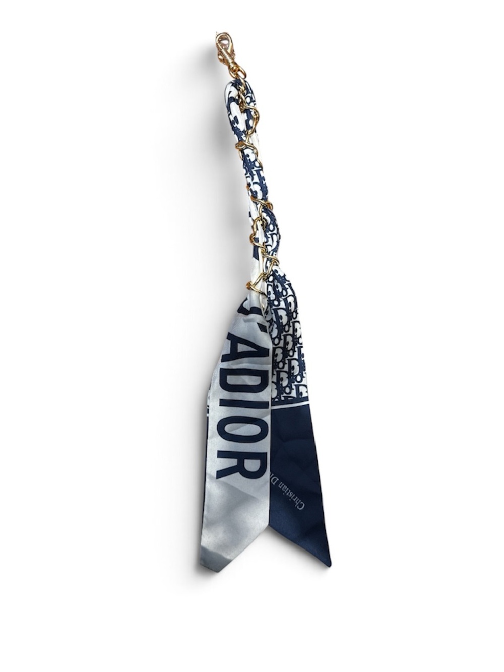 Navy and Silver Silk Twilly Chain Charm